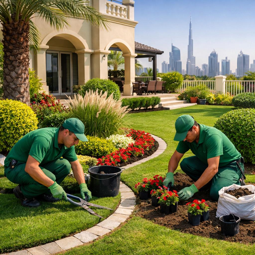 Landscaping in Dubai Silicon Oasis with professional garden maintenance, villa lawn care, and modern outdoor greenery design by expert landscapers in Dubai.