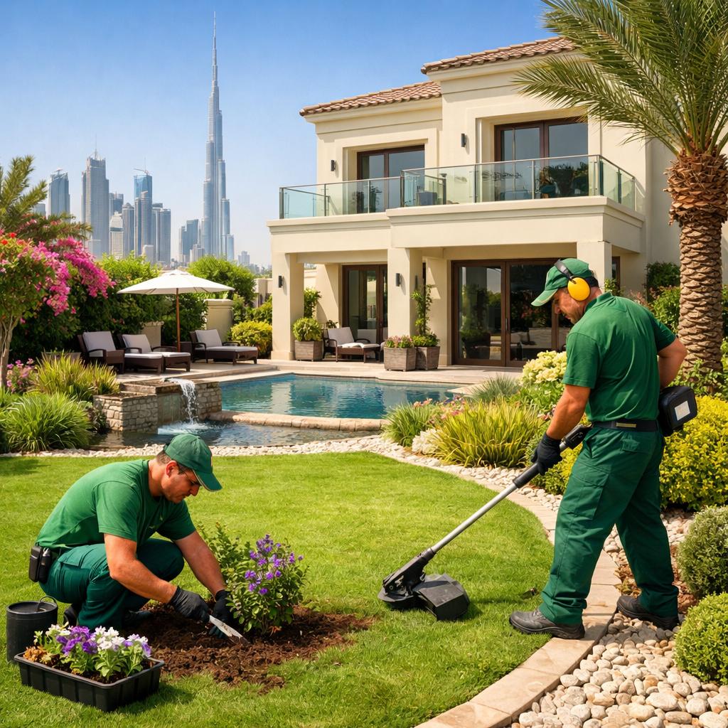 Premium landscaping in Deira Dubai villas, crafted by expert landscapers. Beautifully designed gardens with lush lawns, palm trees, and stylish outdoor living spaces for a luxurious villa lifestyle. Luxury landscaping in Deira Dubai villas by expert gardening professionals with modern garden design, lush greenery, and elegant outdoor spaces.