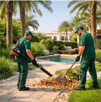 Garden landscaping design in Al Khalidiyah Abu Dhabi with flowers, plants, and stylish layout by landscaping company